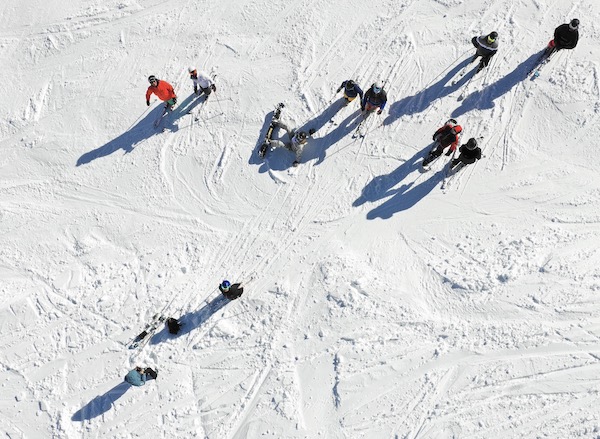 ESFJ ISFJ Relationships: Aerial shot of people skiing