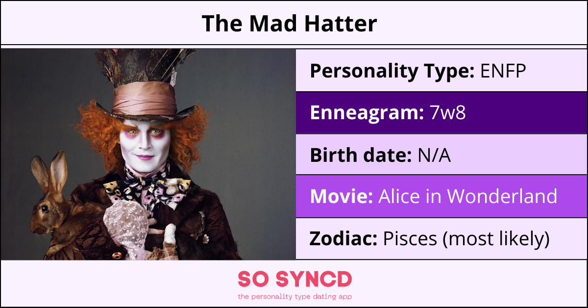 falme terrasse Pickering The Mad Hatter Personality Type, Zodiac Sign & Enneagram | So Syncd