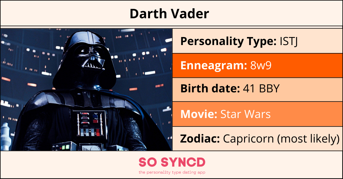 hack dynamisch exegese Darth Vader Personality Type, Zodiac Sign & Enneagram | So Syncd