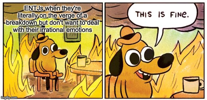 this is fine meme - no emotions ENTJ