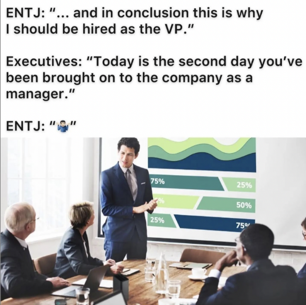 ENTJ Meme - ambition and drive want to be the boss