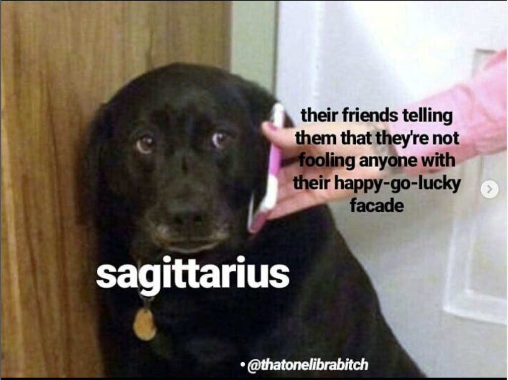 Sagittarius meme: tough exterior but soft