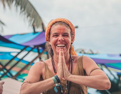 laughing happy woman alone single smiling