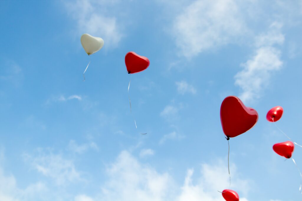 heart balloons cute sky photo romantic