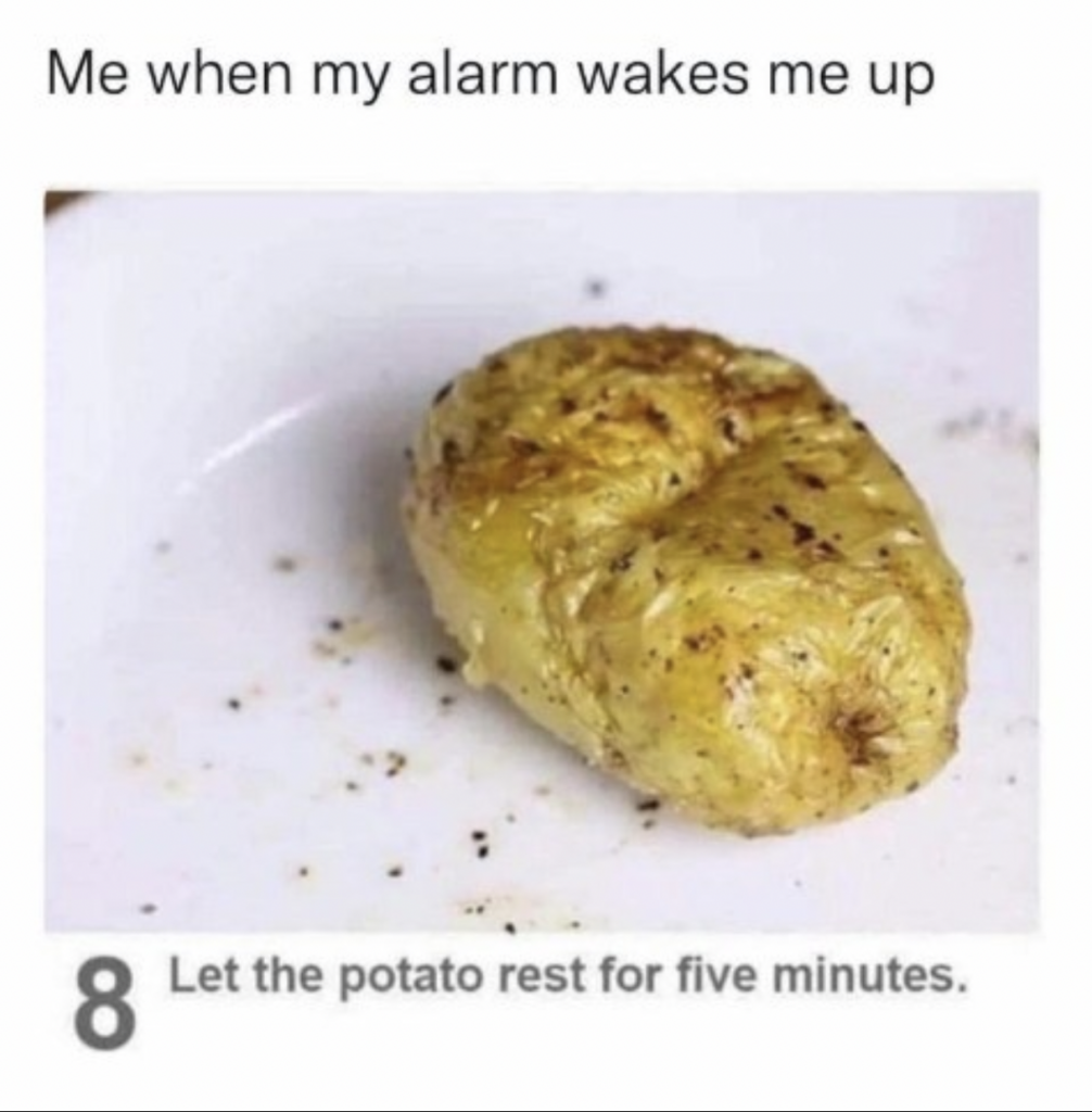 funny memes about life waking up morning potatoe