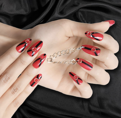 Black and red with chains