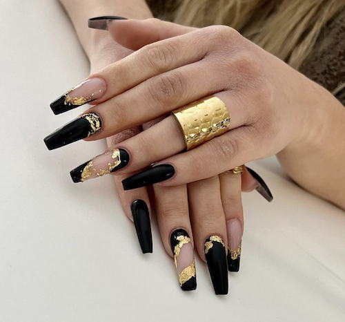 Black and gold leaf