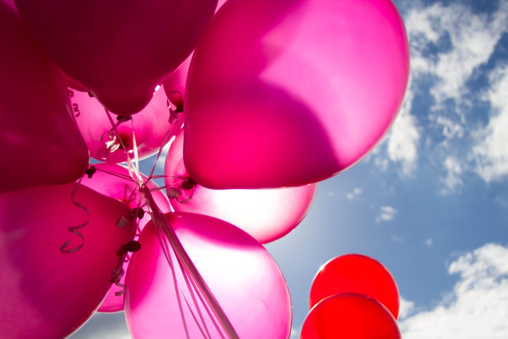 balloons pink sky bright celebration