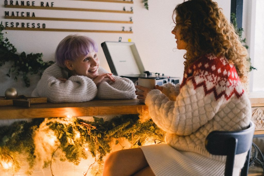 two women talking to each other