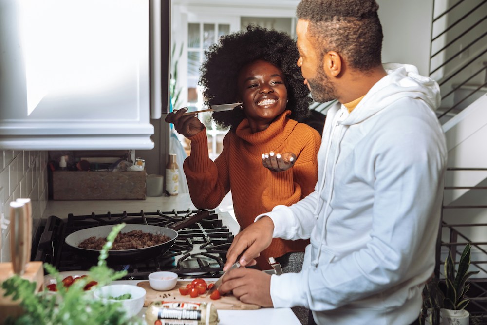 Couple cooking